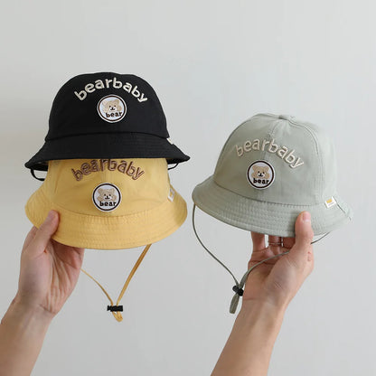 Cute Bear Baby Bucket Hats Korean Boy Girl Summer Uv Protection Fisherman Caps Kids Outdoor Sunshade Panama Basin Caps