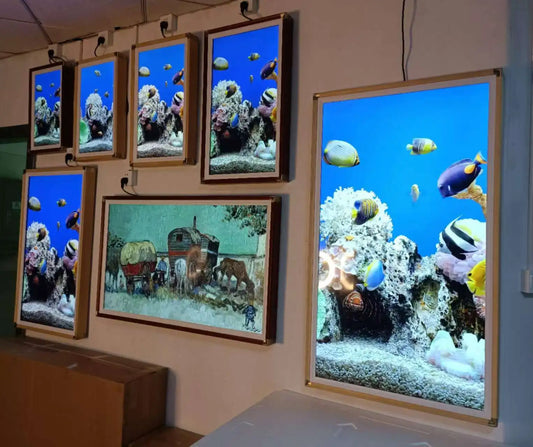 21.5-65 Inch Wall-mounted Digital Photo Frame Solid Wood Smart Advertising Machine Digital Electronic Art Painting LCD Screen