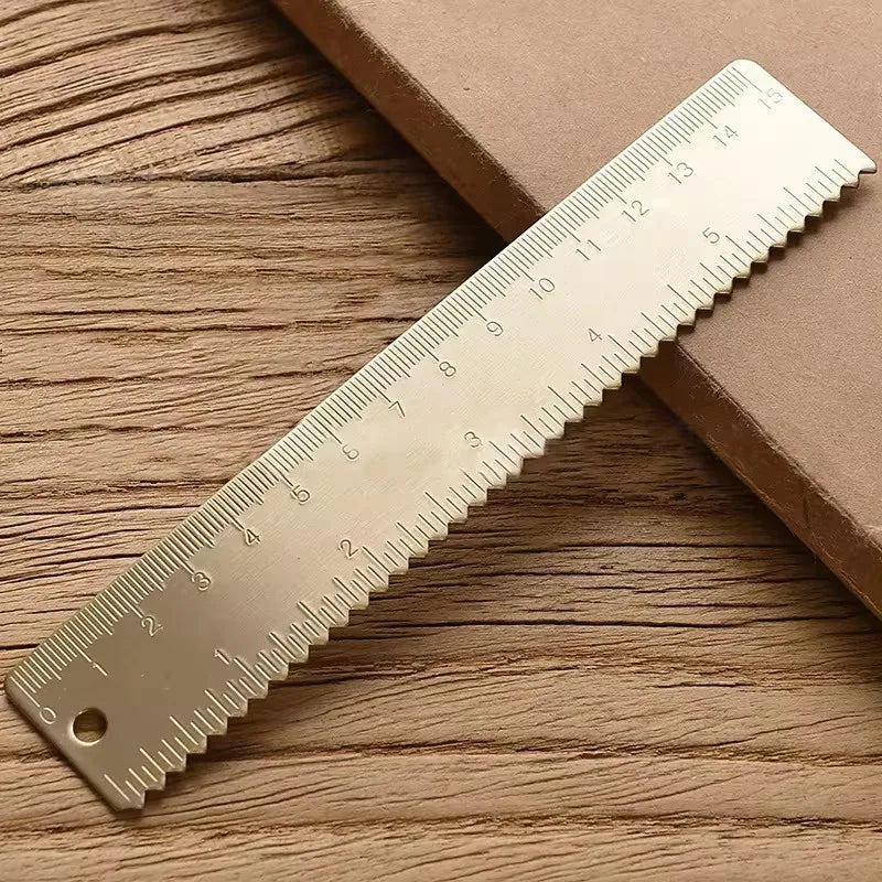 Retro Brass Straight Rulers Centimeter Inches Metal Triangle Ruler Protractor Stationery Measuring Tool School Office Supplies
