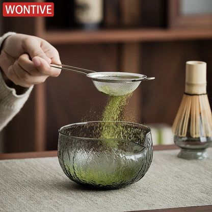 5Pcs Matcha Whisk Set Clear Glass Matchas Tea Set Matcha-Making Kit with Matcha Bowl Matcha Cup Matcha-Whisk for Tea Lovers