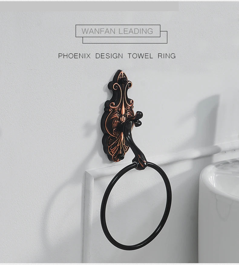 Robe Hooks European Style Brass Black Hangers For Clothes Towel Rack Clothes Hook Home Decoration Bathroom Hardware Set WF-88801