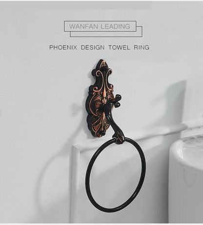 Robe Hooks European Style Brass Black Hangers For Clothes Towel Rack Clothes Hook Home Decoration Bathroom Hardware Set WF-88801