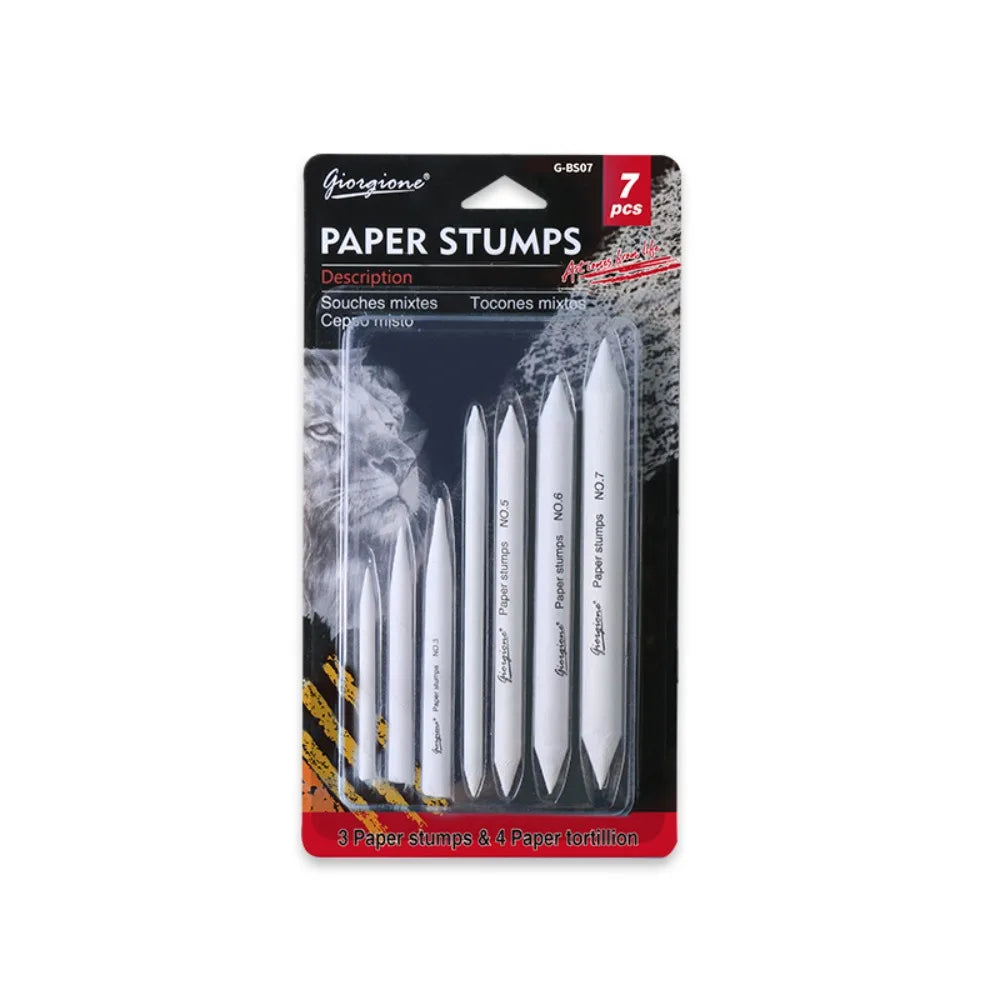 7Pcs/Set Professional Blending Stumps Paper Painting Art Supplies Art Blenders Sandpaper Pencil Durable White
