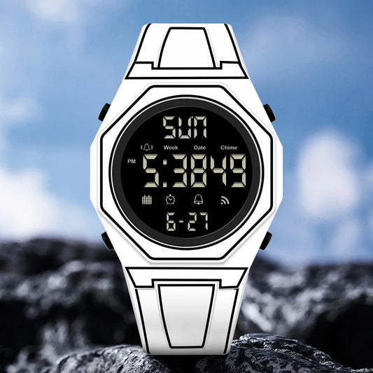 Modern Simple Sketch Creative Athleisure Watch Creative Design Octagonal Waterproof Watch Comic Style Electronic Watch