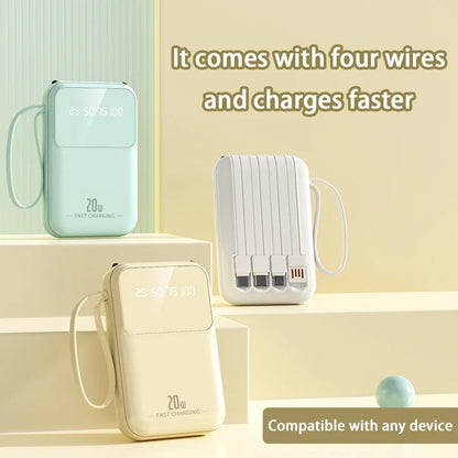 New Built In Power Bank With Small And Portable 20000mAh Llarge Capacity Portable Power Bank Super Fast Charging Power Bank Hot