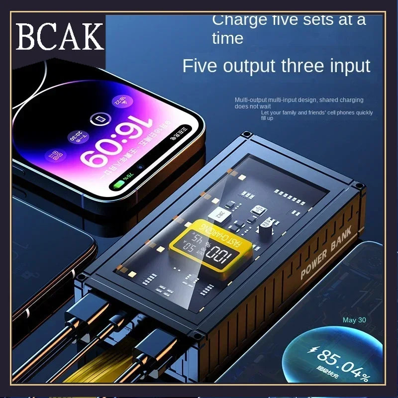 BCAK  Brand discount store 30000mAh 50000mAh 120W Fast Charging Transparent Power Bank 200000mAh Large-capacity Mobile Power