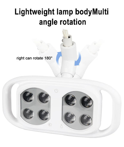 Dental Oral Light 8Bulds LED With Smart Sensor Switch Adjustable Brightness Surgical Lamp Dentistry Induction Yellow White Light