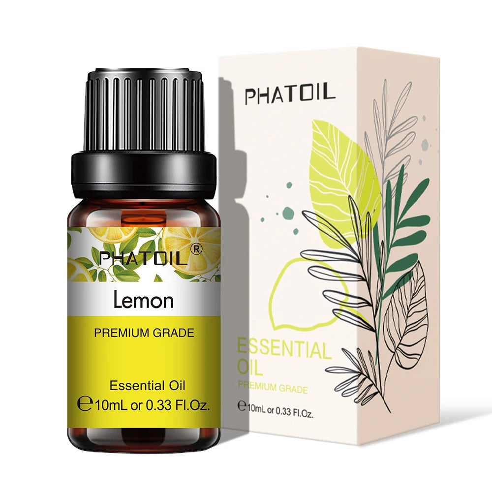 PHATOIL Natural Plant Essential Oil 10ml Eucalyptus Rose Lemon Bergamot Vanilla Peppermint 1PCS Aroma Essential Oil For Diffuser