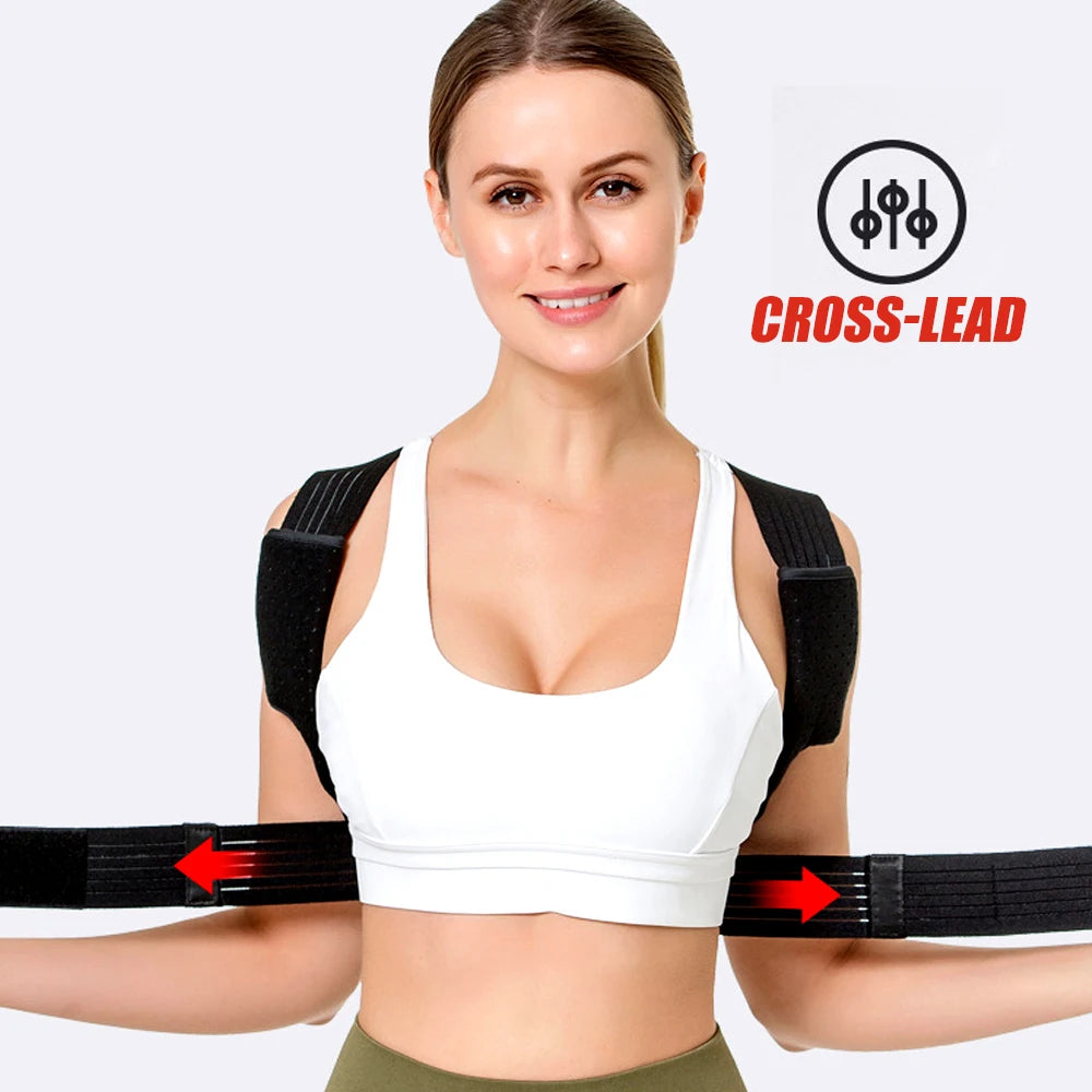 BraceTop Adjustable Posture Corrector Breathable Back Straightener, Upper Back Brace Providing Pain Relief From Neck, Shoulder