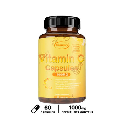 Vitamin C Capsules 1000mg - Supports Dental and Skin Health, Improves Immunity, Prevents Cancer, Antioxidant
