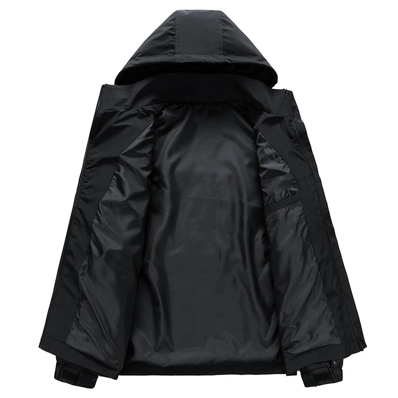 Large Size Jacket Men's Spring Autumn Multi-pocket Loose Workwear Jacket Hooded Youth Trendy Tops Mens Clothes 8XL 9XL