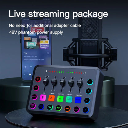 Likheung F11 Live Sound Card Streaming 5-Channel Mixer Sound Card Audio Mixer Professional Studio for Game Voice Podcast Live