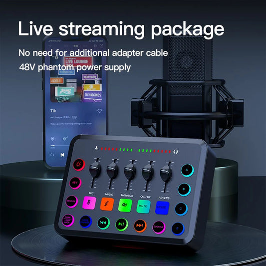 Likheung F11 Live Sound Card Streaming 5-Channel Mixer Sound Card Audio Mixer Professional Studio for Game Voice Podcast Live