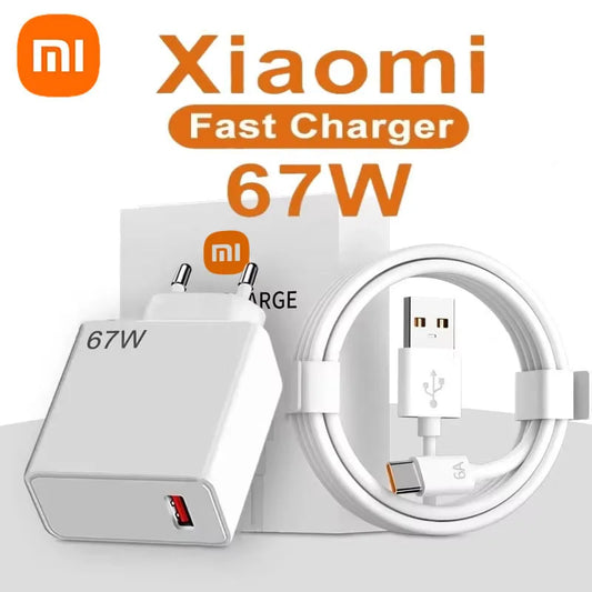 Xiaomi 67W USB Fast Charger For Xiaomi 15 14 13 12 11 10 Ultra Redmi Note 12T 13 Pro Turbo Quick Charge Type C USB Charge Cable