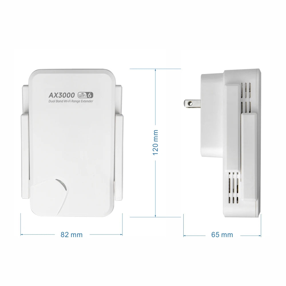 3000Mbps WiFi Repeater Dual Band 2.4Ghz 5GHz Wireless WiFi Extender WiFi 6 Amplifier Range Extender Wi-Fi Booster Range Signal