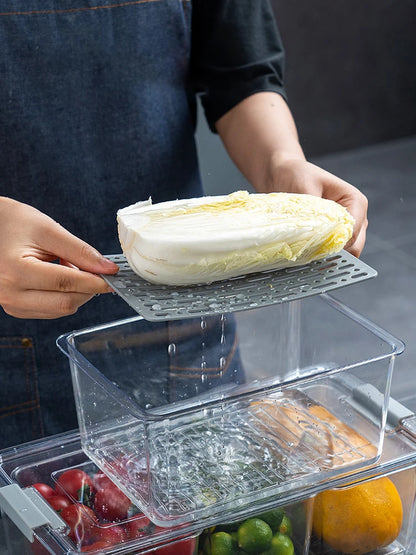 Fridge Organizer Stackable Refrigerator Organizer Bins with Lids Clear Fruit Storage Containers Freezer Pantry Kitchen Boxes