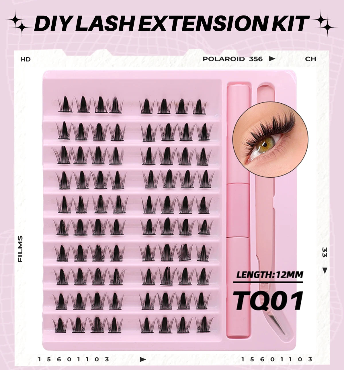 Diy Lash Extension Kit Cluster Eyelash Extension Kit Individual Lashes Kit Lash Bond and Seal Lash Glue and Lash Tweezers Makeup