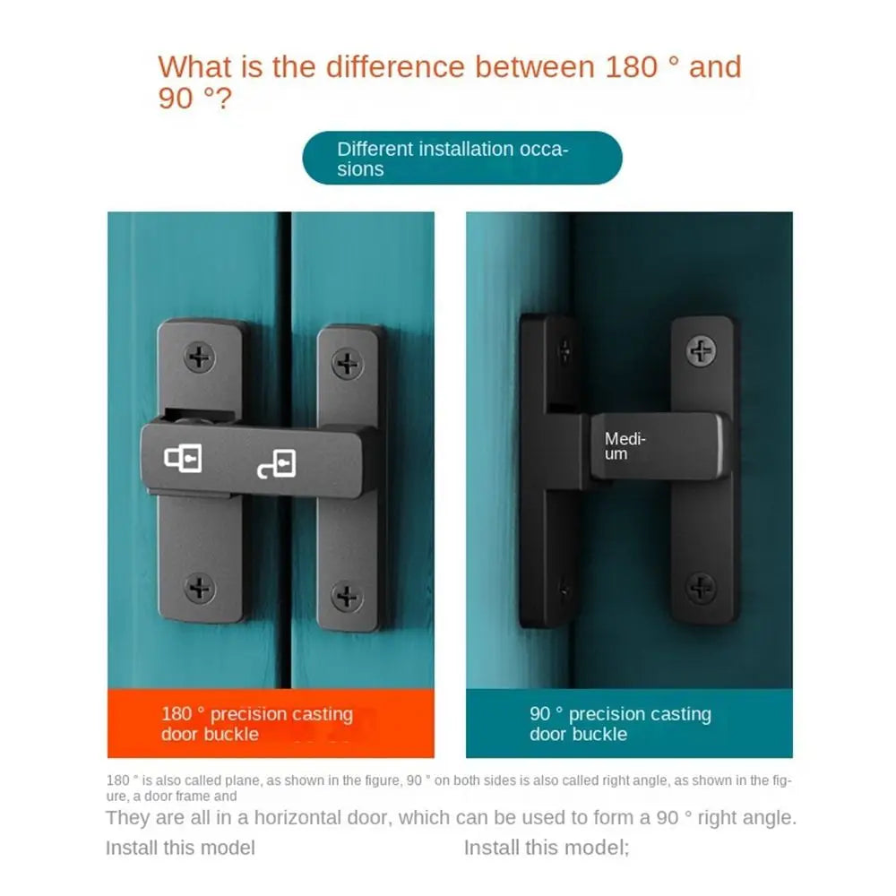 90°/180° Luminous Latch Indoor Metal Door Buckle Bathroom Door Lock Sliding Door Lock Wooden Door Burglar Barn Door Buckle