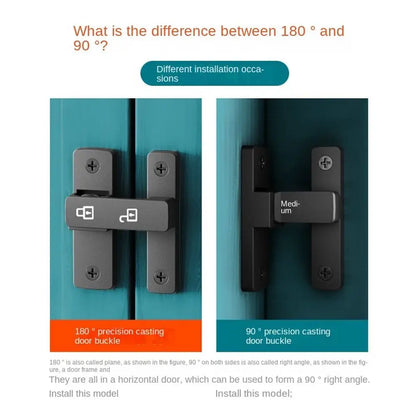 90°/180° Luminous Latch Indoor Metal Door Buckle Bathroom Door Lock Sliding Door Lock Wooden Door Burglar Barn Door Buckle