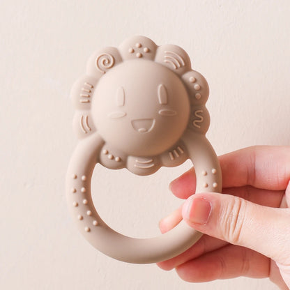Baby Toys Silicone Teether Food Grade Rattle Toys Baby 0-12 Months Sensory Toys Silicone Lion Hand Bell Silicone Teething Rattle