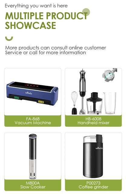 Wancle 600W Electric Hand Immersion Blender Multifunctional Kitchen Mixer For Baby Food Vegetable Meat Grinder Turbo Function