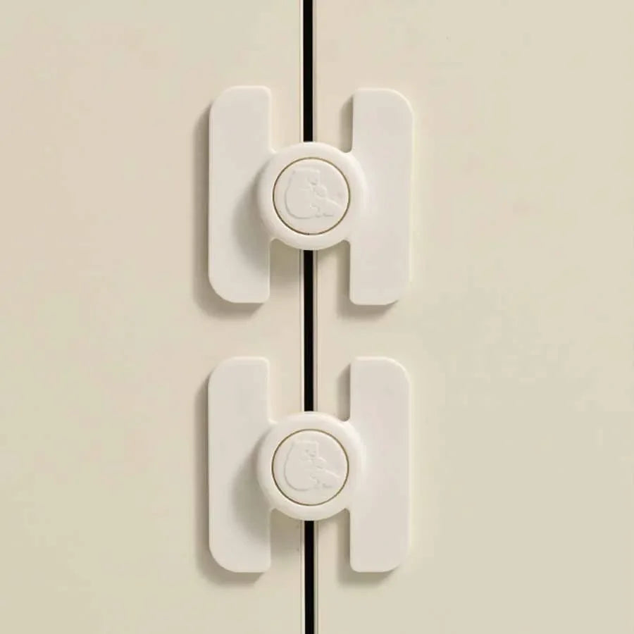 2pcs Child Multi Functional Safety Locks Double Buckle Lock for Refrigerator Cabinet Lock Anti-Pinching Hand Security Protection