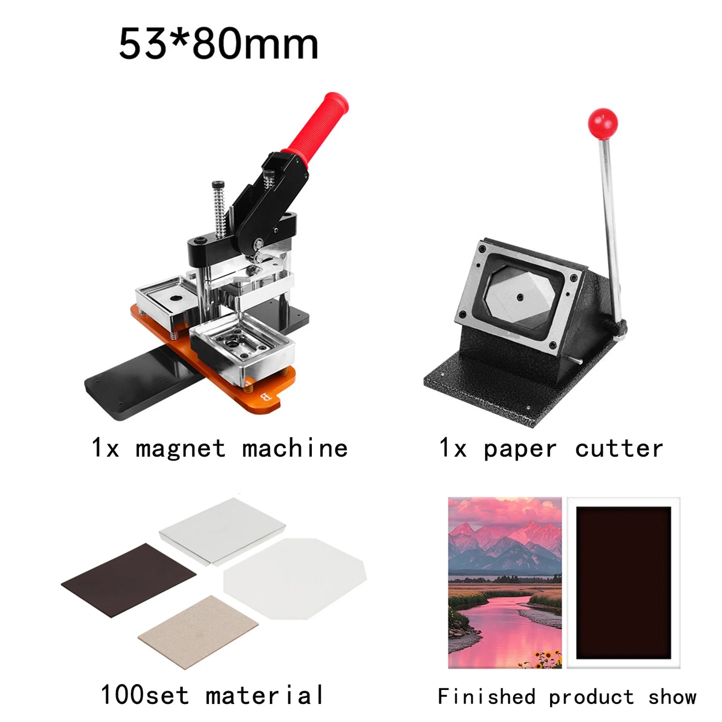 50-80mm DIY Fridge Magnet Maker Machine Rectangular 100Pc Magnet Materials Supply Paper Cutter Photo Refrigerator Sticker Making