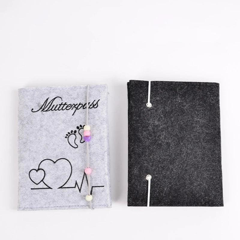 Maternity Log Protective Cover Handmade Felt German Passport Cover for Storing Hospital Vaccination Certificate Insurance Card