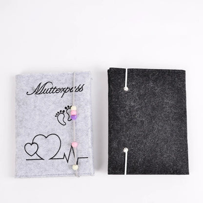 Maternity Log Protective Cover Handmade Felt German Passport Cover for Storing Hospital Vaccination Certificate Insurance Card