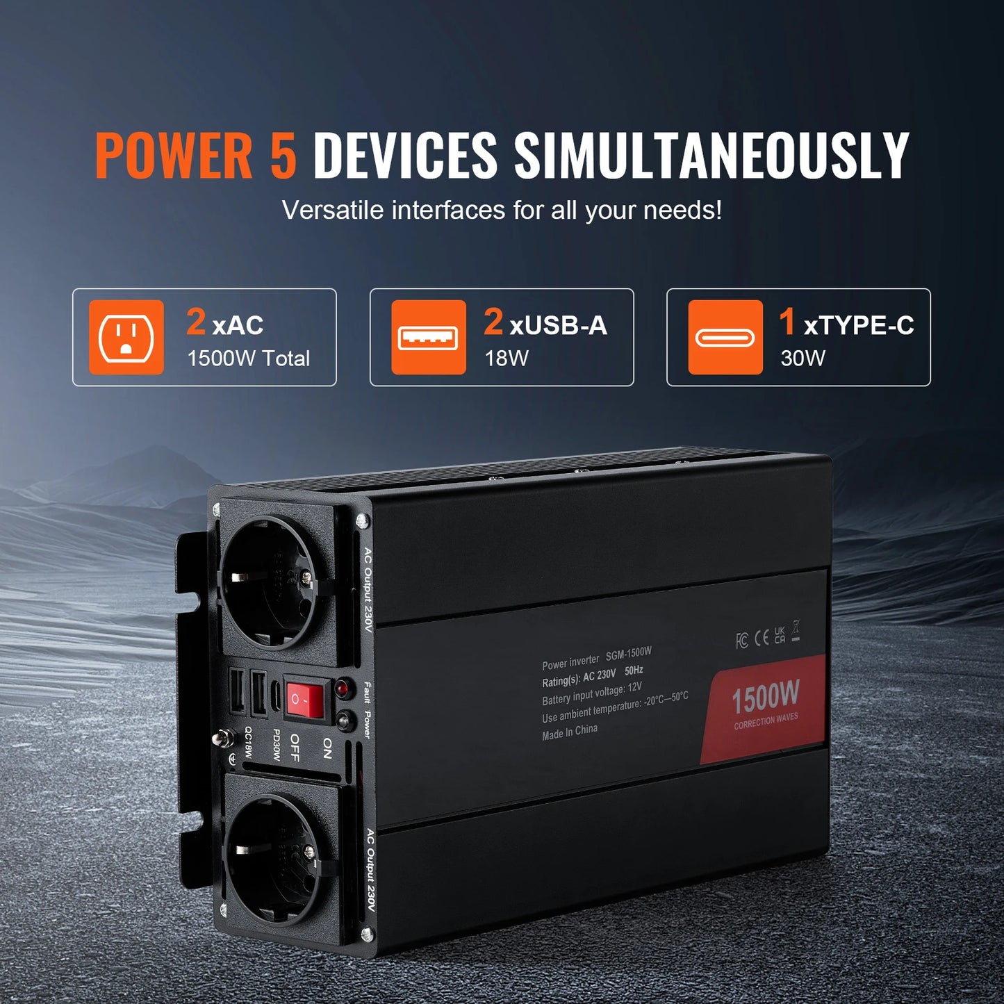 SucceBuy Modified Sine Wave Inverter 1500W / 3000W / 5000W Power Inverter for Home Devices Home Appliances Household Equipment