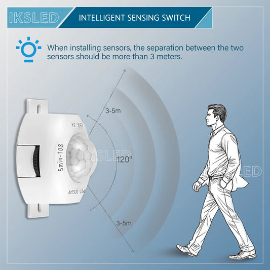 Smart Motion Sensor Light Switch Adjustable Timer, Automatic Movement Detector PIR Infrared Human Controller LED Strip Light