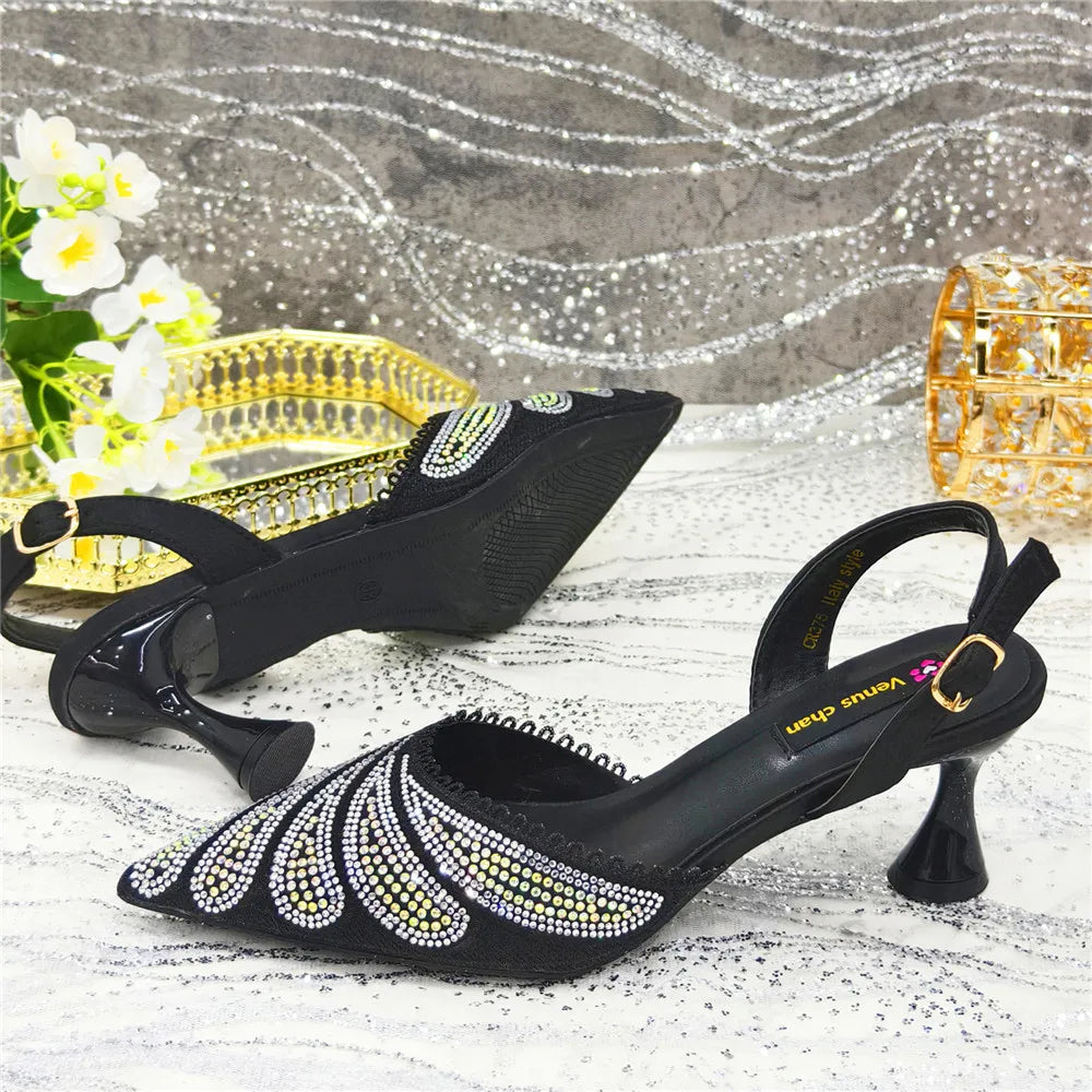 High Quality African Wedding Shoes Summer Sandals for Wedding 2025 Sexy Pumps Rhinestone Fashion Women Wedding Shoes