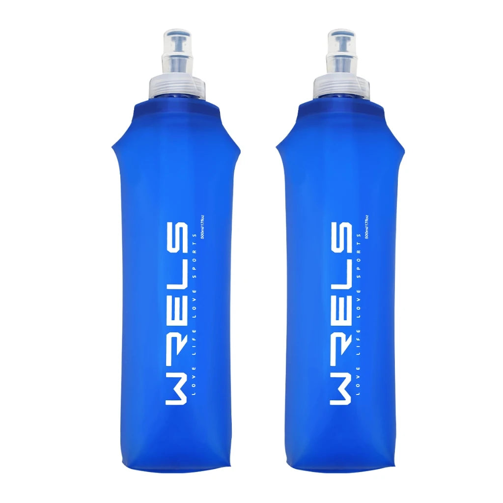 WRELS Folding Water Bottle TPU BPA-Free Collapsible Soft Flask Outdoor Sport Hiking Camping Running Portable Soft Water Bottle