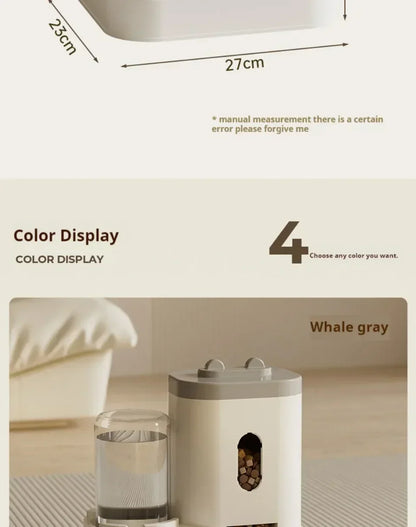 Automatic Pet Feeder and Water Dispenser 2in1 Raised Food Bowl with Water Fountain for Cat Dog Large Capacity Pet Accessories