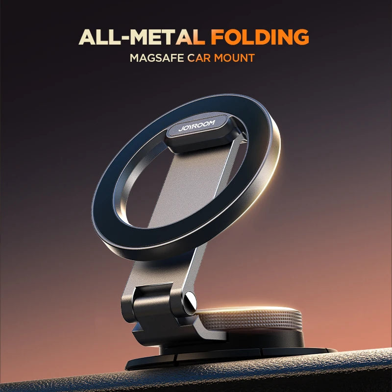 JOYROOM All-Metal Fordable Magnetic Phone Holder for Car 360° Rotation Strong Magnets Phone Mount Stand for Car Dash for iPhone
