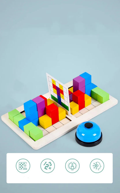 Educational Wooden Building Blocks Set for Kids Double Against Blocks Arithmetic Learning Game Puzzle Toy Ideal for Cognitive