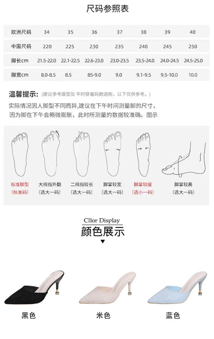 New Women's Slippers High Heel Closed Pointed Toe Shoes Sexy Ladies Heeled Sandals for Women