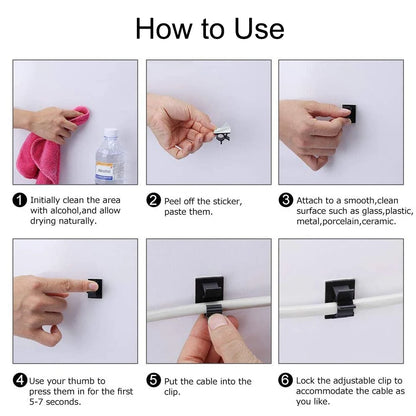 20 Pcs Cable Clips Self Adhesive Power Cord Management Wire Holder Cable Organizer Clamp Wire Clip for Car Desktop Wall Phone