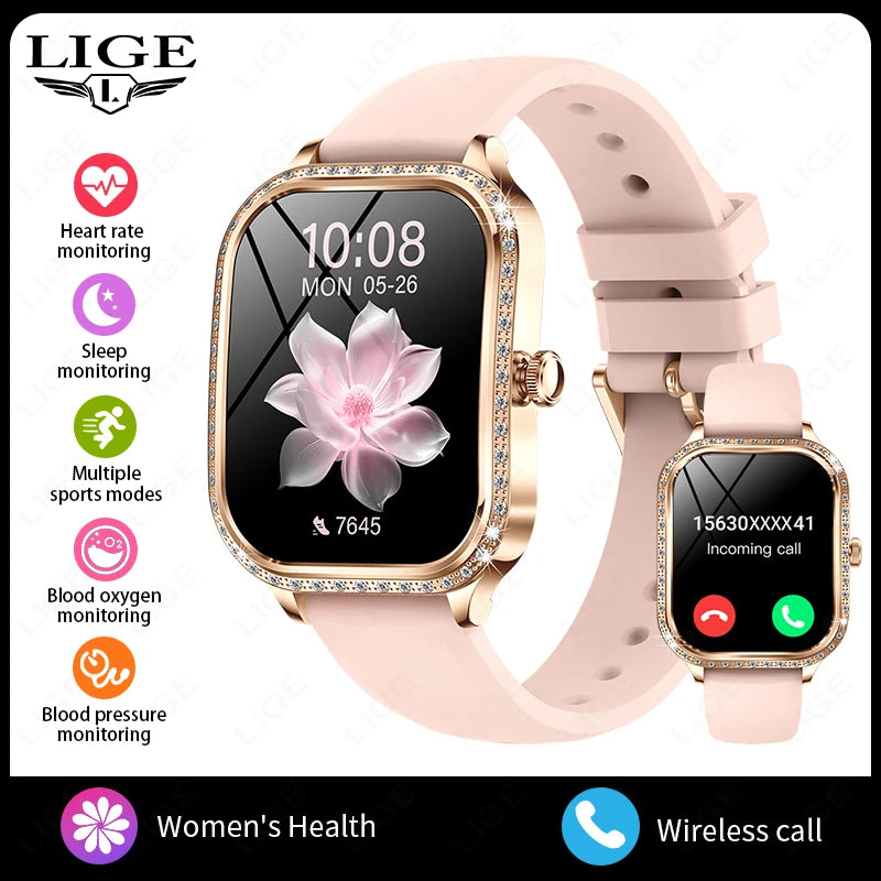 LIGE Fashion Ladies Smartwatch Women's Health Bluetooth Call Waterproof Watches Health Sports Best Friend's Smartwatch Adult
