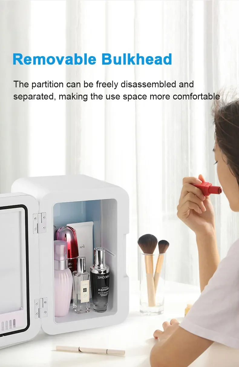 6L Mini Car Refrigerator 12V DC 220V AC Electric Portable Beauty Cooler Warmer Car Mini Fridge Ice Box for Home Camping Travel