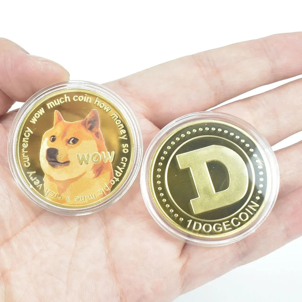Gold Plated Wow DogeCoin Gold Silver Plated Commemorative WOW Coins Pattern Dog Metal Coins