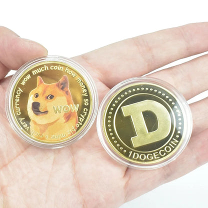 Gold Plated Wow DogeCoin Gold Silver Plated Commemorative WOW Coins Pattern Dog Metal Coins