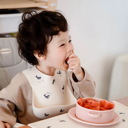 Baby silicone bib, bear bib, baby eating, children's complementary food, saliva bib, waterproof saliva towel