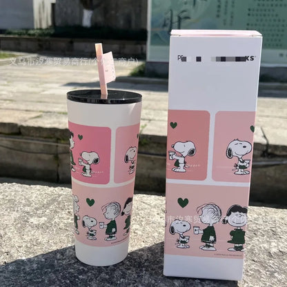 2025 New Snoopy Joint Cup Plastic Straw Cup High Value Cup Summer Casual Pp Coffee Imitation Cups Girl'S Birthday Present