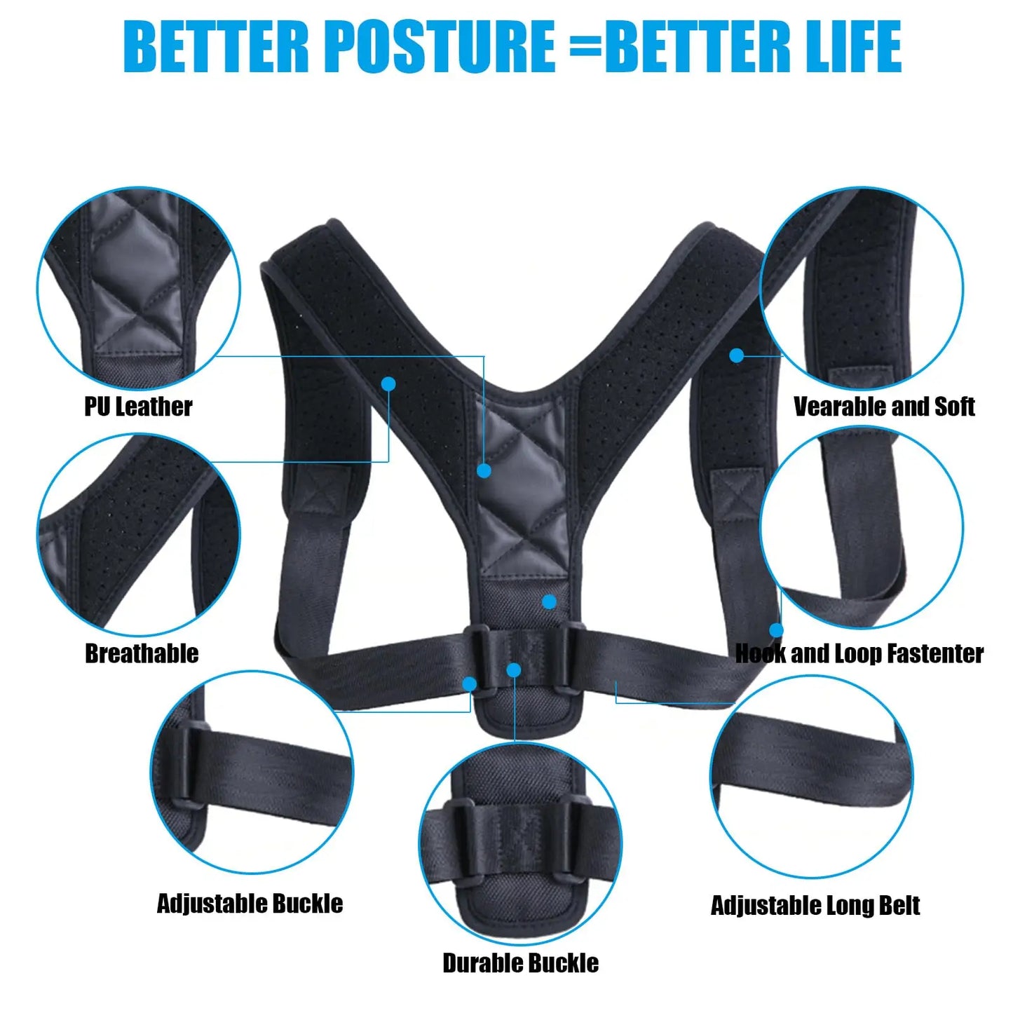 Back Posture Corrector Trainer Adjustable Shoulder Brace Straight Holder Clavicle Support for Men Women Adult Children Belt