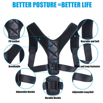 Back Posture Corrector Trainer Adjustable Shoulder Brace Straight Holder Clavicle Support for Men Women Adult Children Belt