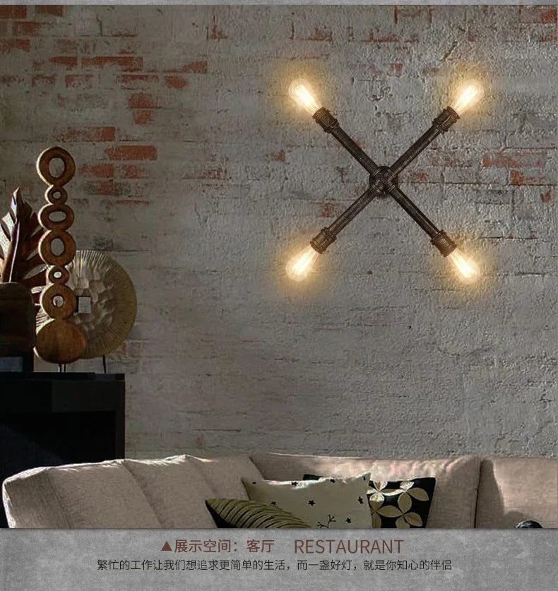 Industrial Style Wall Lamp Living Room Personalized Creative Gear Water Pipe Bedroom Decorative Wall Hangings Wall Retro Lamps