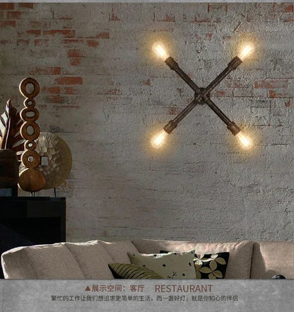 Industrial Style Wall Lamp Living Room Personalized Creative Gear Water Pipe Bedroom Decorative Wall Hangings Wall Retro Lamps