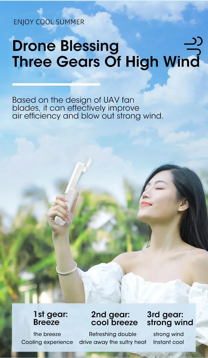 Portable Handheld Fan Mini Hand Fan Battery Operated USB Rechargeable Personal Foldable Fan for Indoor Small Pocket Fan