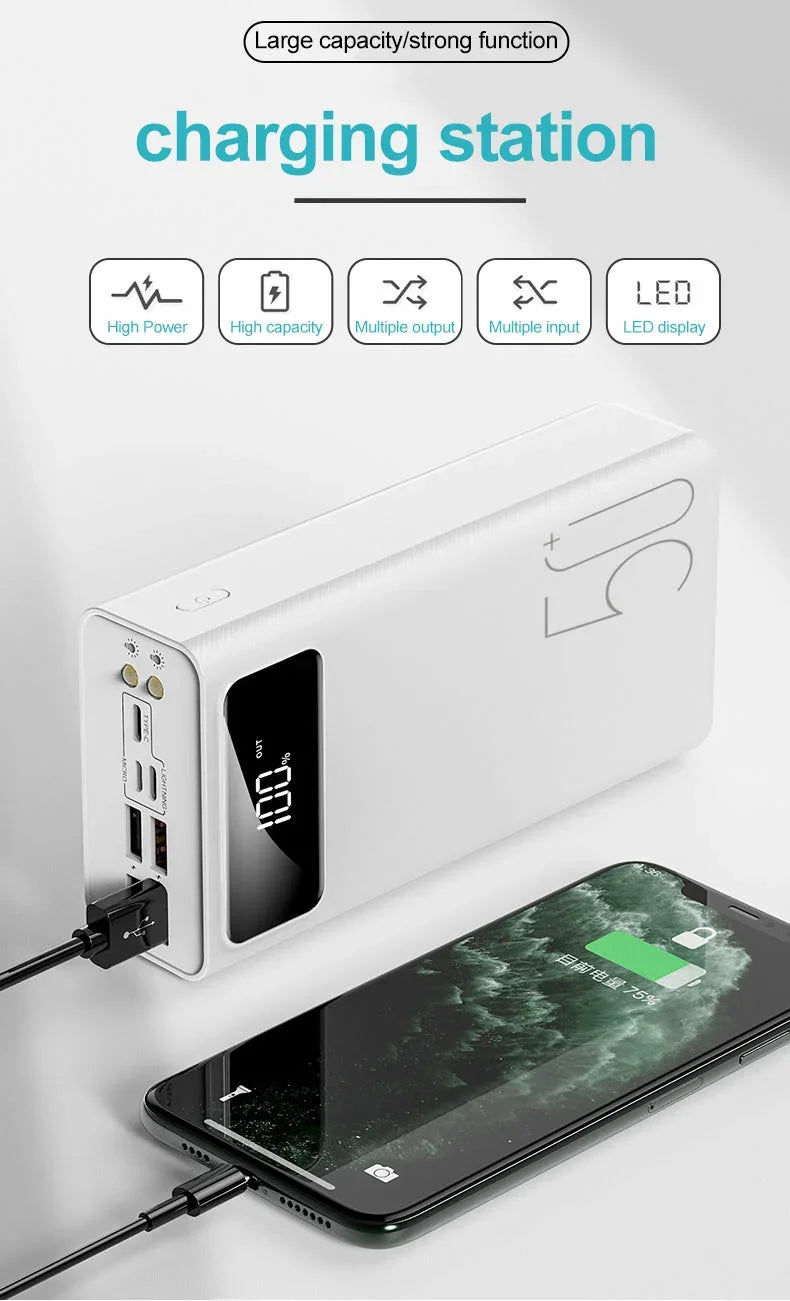 New Power Bank 30000mAh/40000mAh Portable Charger LED Light Poverbank Powerbank External Battery For iPhone Xiaomi OPPO